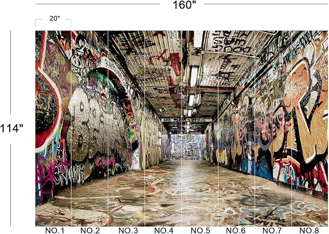 Cliouar-Graffiti on The Underground Crosswalk in The Tunnel Peel and Stick 160" x 114"