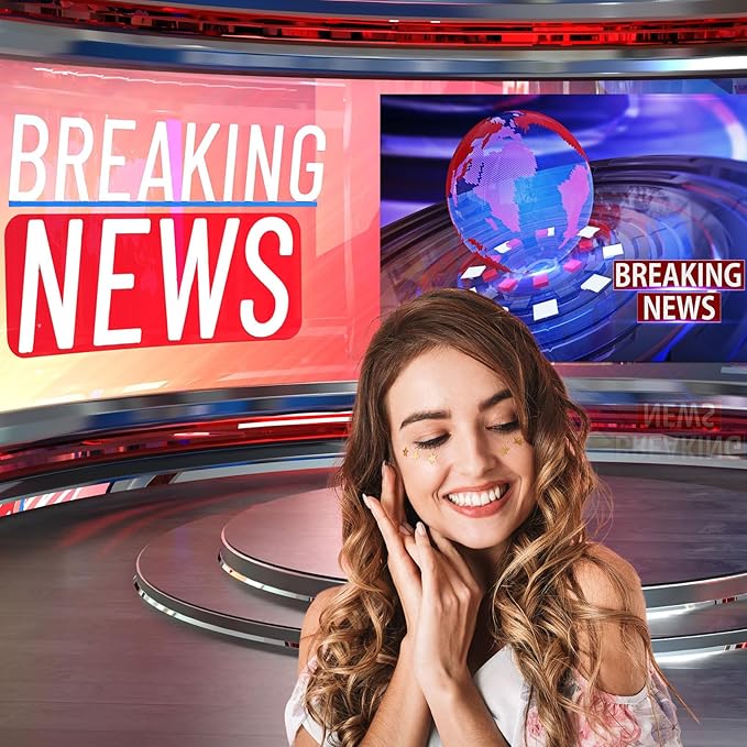Breaking News Backdrop Studio TV News Broadcast Hall Background News Room Broadcasting Photography Background Program Record News Report Business Newsman Backdrop Kids Portrait Photo Props 15x8ft