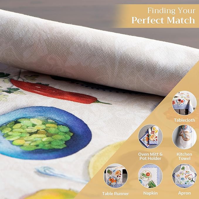 Maison d' Hermine Placemats Set of 4 100% Cotton Washable Cloth Place Mats, Reusable Table Mats for Kitchen Dining Decoration, Party, Wedding, Restaurant Spring/Summer (Gourmand, 13" x 19")