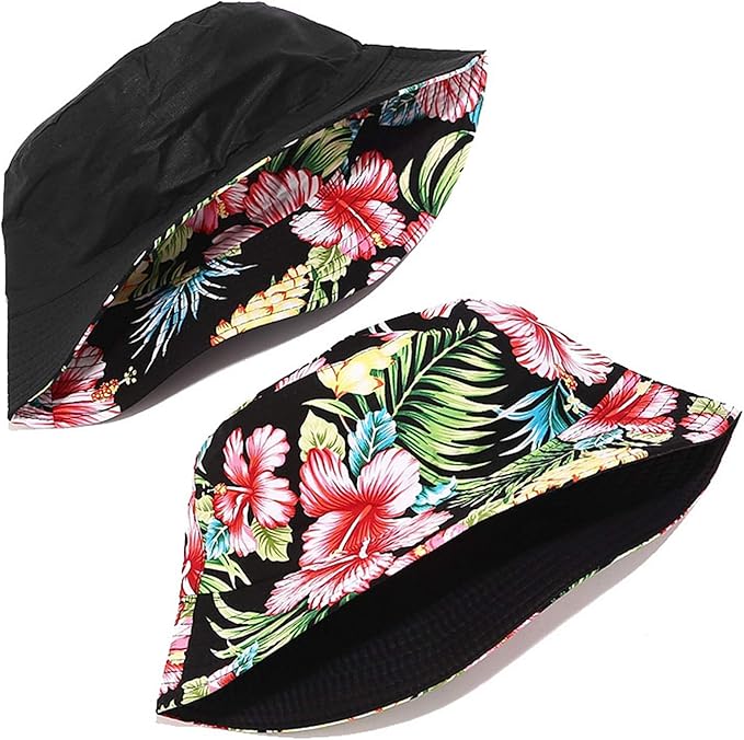 Mashiaoyi Unisex Print Double-Side-Wear Reversible Bucket Hat