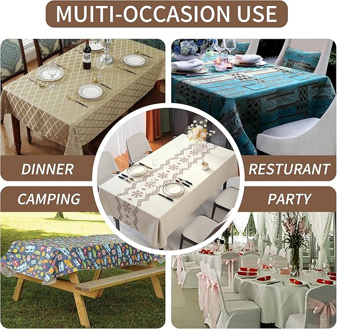 Rectangle Table Cloth,100% Waterproof Tablecloth Oil Proof Spill Proof Vinyl Table Cloth, Wipe Clean Plastic Table Cover for Dining, Camping, Indoor and Outdoor 54" x 84",Snowflake