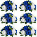 Sziqiqi Blue Artificial Flowers for Decoration Fake Kissing Flower Balls for Wedding Centerpieces Tables Flower Centerpiece Arrangement for Party Festival