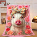 Pink Pig Blanket Cute Pig Throw Blanket Soft Cozy Fleece Fuzzy Stuffed Plush Flannel Animal Gifts for Girls Women Boys Kids Adults 50"X60"