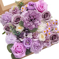Serwalin Artificial Flowers Silk Flowers Wedding Cake Flowers Purple Fake Flowers Box Set for DIY Wedding Bouquets Table Centerpieces Arrangements Baby Shower Home Decor