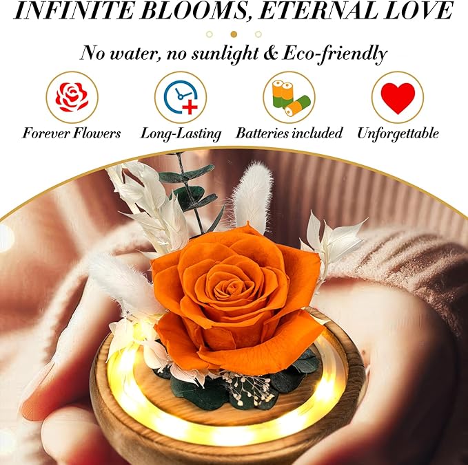 TGELATA Flowers, Roses Gift - Fresh Flowers Bouquet & Preserved Roses, Rose Arrangement That Lasts Forever – Birthday Gift for Women, Mother’s Day & Christmas