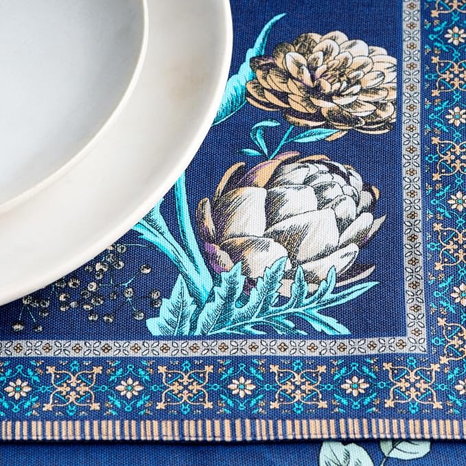 Maison d' Hermine Placemats 100% Combed Cotton Premium Set of 4 Decorative Washable Table Cloth Placemat, Dining, Buffet Parties & Wedding Use Artichoke (13 Inch x 19 Inch)