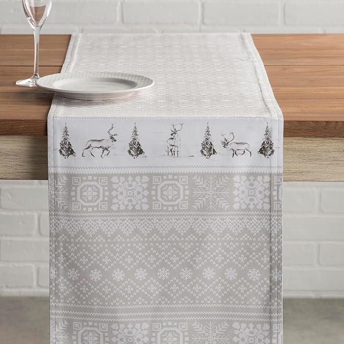 Maison d' Hermine Table Runner 100% Cotton Single Layer Table Runners 48 inches Long for Thanksgiving Christmas Decorations Home Kitchen Dining Party Wedding (Cozy Christmas, 14.5" x 48")