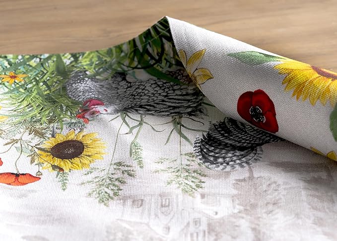Maison d' Hermine Placemats Set of 4 100% Cotton Washable Cloth Place Mats, Reusable Table Mats for Kitchen Dining Decoration, Party, Wedding, Restaurant Spring/Summer (Basse Cour, 13" x 19")
