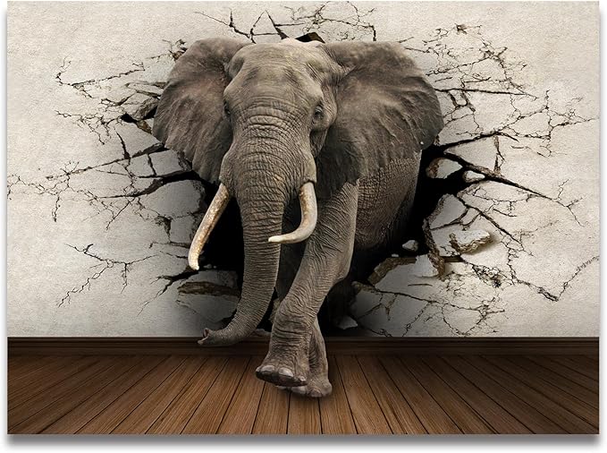 Wall Mural 3D Wallpaper Decoration - Elephant Wallpaper, 103" x 69" (Not Self-Adhesive)