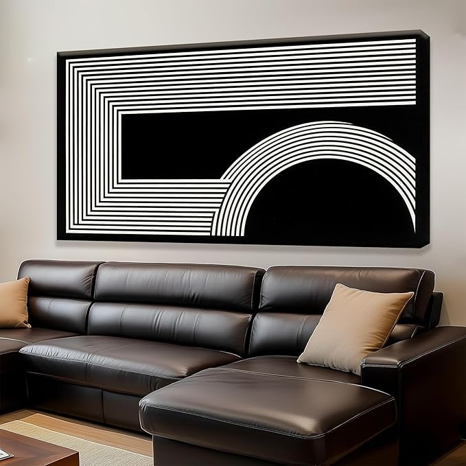 TAIJXAGSG Canvas Art Wall Decor Modern Line Art Prints Black And White Abstract Art Print Painting Modern Artwork Decorations For Living Room Pictures For Bedroom Office Home Wall Decor 24 X 48 In