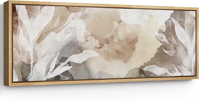 SIGNFORD Large Framed Canvas Print Wall Art Whispers of Nature an Abstract Watercolor Illustrations Modern Art Relax/Calm Warm for Living Room, Bedroom, Office - 60"x20"