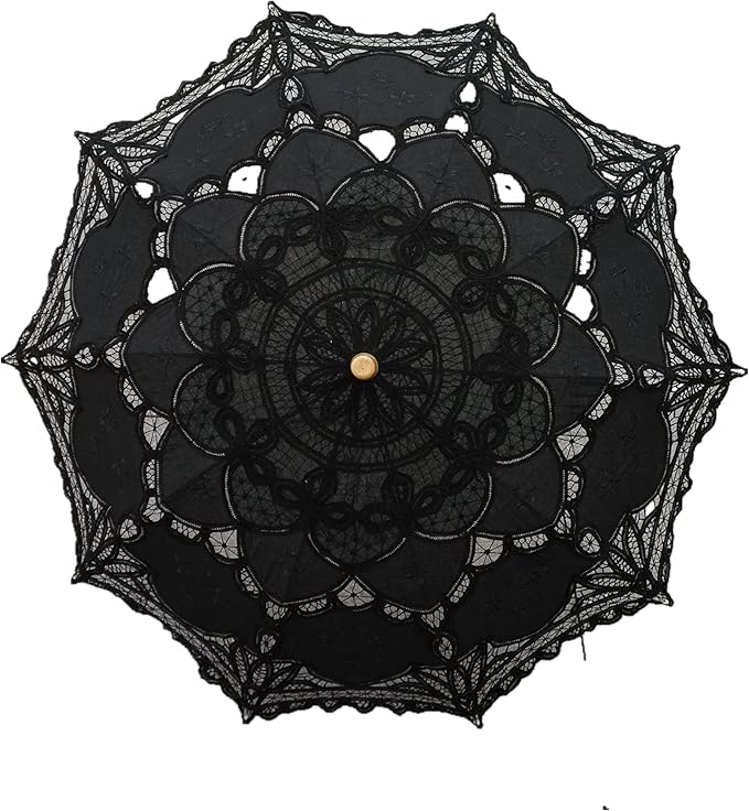 Handmade Black Lace Parasol Umbrella Wedding Bridal 30 Inch Adult Size
