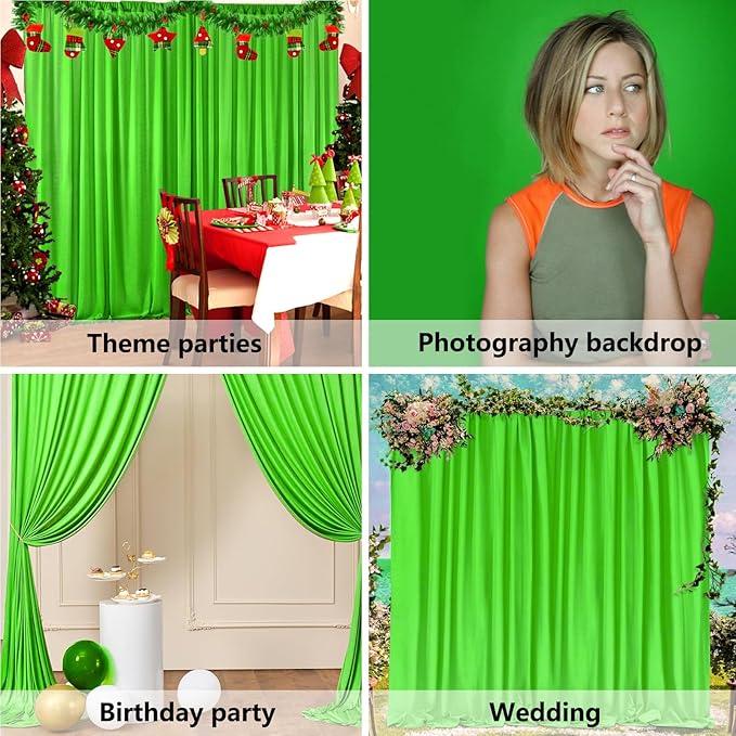 10 x 10 Feet Emerald Green Backdrop Curtain for Partie, Background Curtains for Photoshoot, Birthday, Wedding, Halloween, Thanksgiving, Christmas, New Year Party Decorations 5Ft x 10Ft, 2 Panels