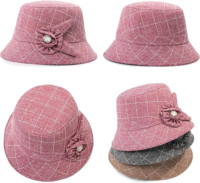 Glamorstar Cloche Hats for Women Vintage Bowler Hat Floral Fedora Bucket Hats