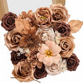 Serwalin Artificial Flowers,Brown & Apricot Fake Silk Flowers for DIY Wedding Bouquets Bridal Shower Centerpieces Floral Arrangements Party Tables Home Decorations