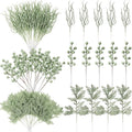 75 Pcs Christmas Glitter Branches 3 Styles Artificial Christmas Picks Berries Stems Pine Needles Floral Twig Spray for Xmas Tree Ornaments DIY Wreath Garland(Light Green)