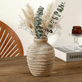 6.6-Inch Terracotta Ceramic Flower Vase, Rustic Farmhouse Boho Pottery Centerpiece for Table, Living Room & Shelf