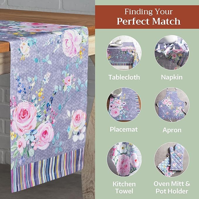 Maison d' Hermine Table Runner 100% Cotton Single Layer Table Runners 108 inches Long Decorative for Home Dining Party Wedding Bridal Shower Spring Summer (Sweet Rose Lavender - Lush, 14.50" x 108")