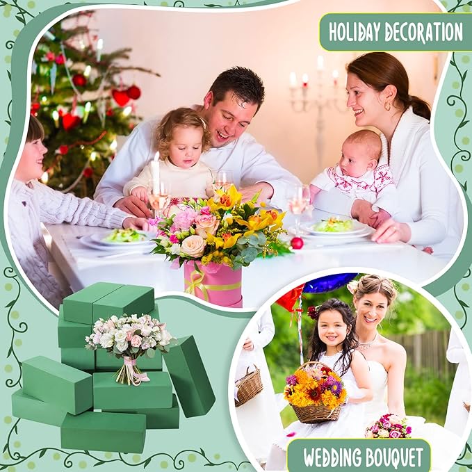 Nuenen 20 Pcs Floral Foam Blocks for Flower Arrangements 7.9 x 3.5 x 2.4 Inches Green Florist Foam Bricks Dry Wet for Fresh or Artificial Flowers Craft Plant for Wedding Garden Decorations
