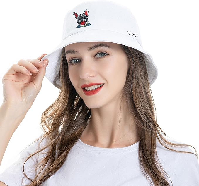 ZLYC Unisex Fashion Embroidered Bucket Hat Summer Fisherman Cap for Men Women