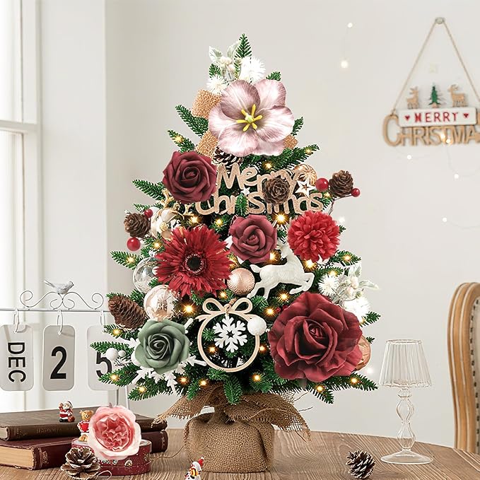 YYHUAWU Artificial Christmas Flowers Combo Box Set Fake Flowers Leaf with Stems for DIY Tree Ornaments Xmas Wreath Floral Arrangements Centerpieces