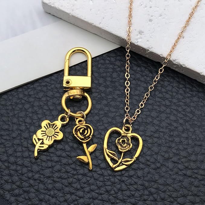 WOCRAFT 60pcs Antique Gold Flowers Bracelet Charms for Jewelry Making Sets DIY Necklace Bracelet Keychain Crafting Charms Kit Craft Supplies (SN876)
