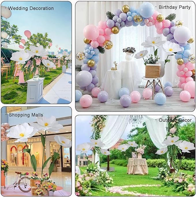 5.9 Ft Large Paper Artificial Flowers,Giant Flowers for Decoration,Standing Huge Handcrafted Poppy Flowers for Garden,Hotel,Office,Photography Props,Wedding,Art Gallery,Shop Window Display(B-Blue)
