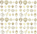 WOCRAFT 60pcs KC Gold Heart Valentine's Day Wedding Charms Bracelet Charms for Jewelry Making Sets DIY Necklace Bracelet Keychain Crafting Charms Kit Craft Supplies (SN920)
