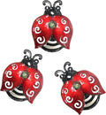 Metal Ladybugs Wall Art Decor, Christmas Large Ladybugs Wall Sculpture, Christmas Garden Decoration Hanging for Outdoor Garden Yard Lawn Patio, 9.5 * 7 Inch, 3 Pack, Gift for Family