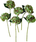 Green Hydrangea Artificial Flowers,6 Pcs Faux Green Hydrangea Flowers, Artificial Hydrangeas Flowers with Stems,Fake Hydrangea Flowers, Hydrangea Silk Flowers (6, Green)