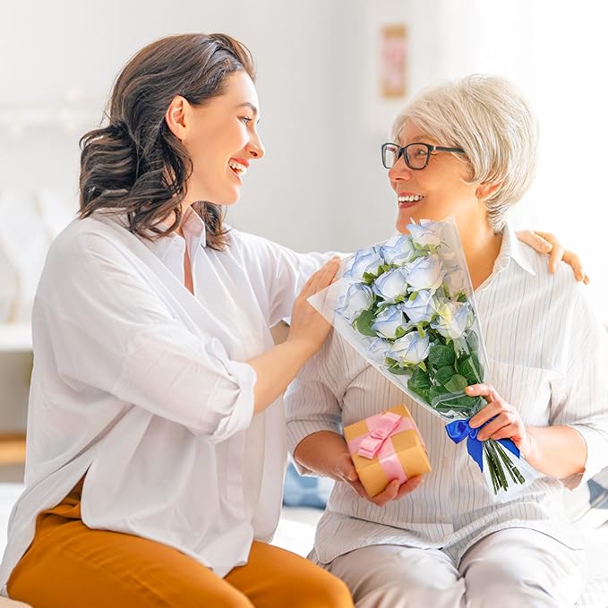 JOYIT Clear Flower Bags for Bouquets, 100PCS Wrapping Papers 13.8in x 18in, Wrapping Bags, Floral Sleeves for Floral bouquets Packaging