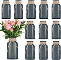 Vintage Glass Flower Vase，12 Pack Farmhouse Black Glass Centerpiece Vases Mason Jars for Halloween Weddings, Parties & Home Decor Bulk (12, Black)