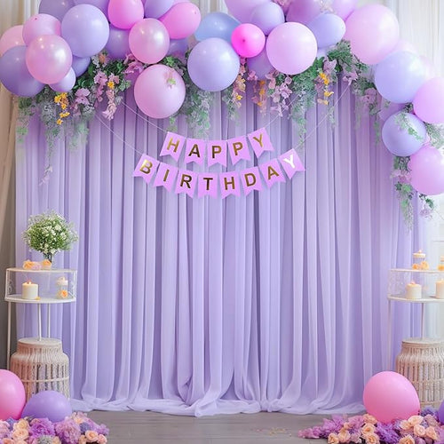 10x10ft Purple Tulle Backdrop Curtain for Parites, Sheer Backdrop Curtains for Wedding Baby Shower Birthday Party Photo Shoot Decorations
