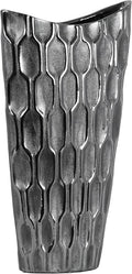 Ceramic Decorative Silver vase, Silver Decor Center Piece for Home Decor Features Honeycomb Design vase for Living Room, Table, Office Decor: 10.50"x4.00"x18.25"H