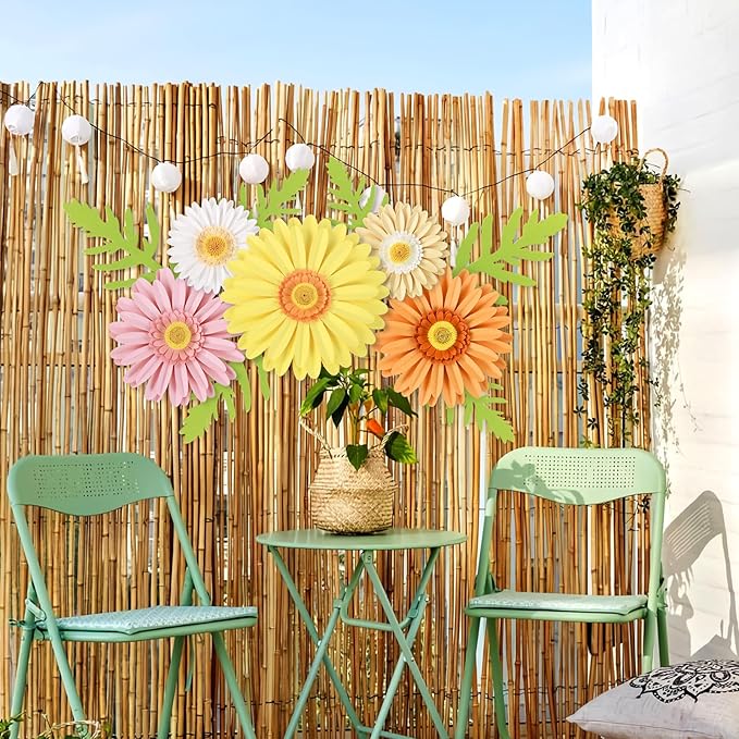 Paper Flowers Decorations for Wall,Summer Giant Daisy Artificial Flowers Bulletin Board Decoration 3D Floral Tissue Paper Flowers Hanging for Wedding Baby Shower Tea Party Backdrop Decor