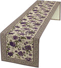 Vintage Floral Table Runner, Elegant Purple Flowers Retro Design Table Runner for Kitchen Dining Holiday Party Decoration, 13x90 Inch