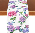 Hydrangea Table Runner, Spring Summer Watercolor Purple Floral Seasonal Country Farmhouse Coffee Table Center Decor for Home Kitchen Dining Patio Holiday Party Table Decorations 13x36 inches