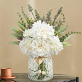 Der Rose Fake Flowers in Vase Silk Artificial White Flowers Arrangements with Glass Vase for Dinning Coffee Table Centerpieces Home Kitchen Farmhouse Wedding Decor