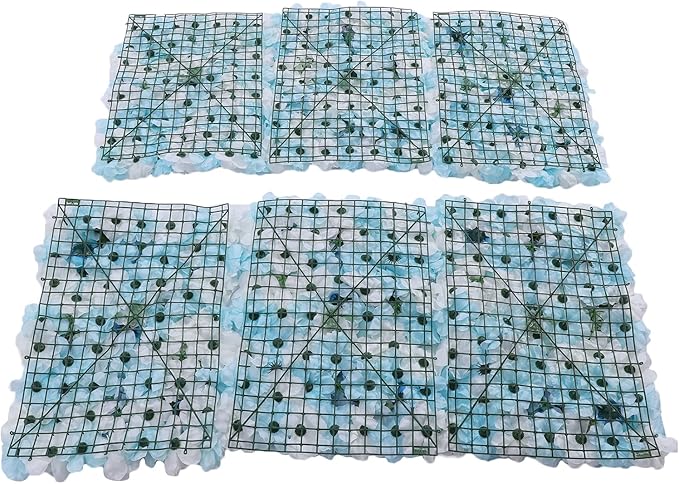Flower Wall Panel Floral Backdrop,6Pack Faux Flower Panel,Blue and White Flower Wall Decor,Artificial Flower Backdrop Faux Flower Panel for Wedding