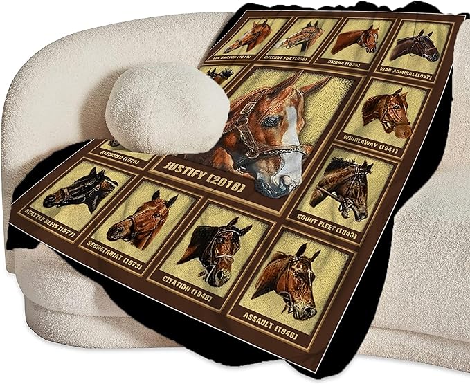 Racing Horse Blanket Throw for Girls Boys Men Women Kids Adults - Soft Warm Cozy Fleece for Couch Sofa Bed - Horse Gifts and Decor - 80"x60"