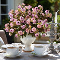 Artificial Rose Flowers for Outdoor 4 Bundles Rose Bouquet with Daisy Faux Flowers UV Resistant for Home Indoor Outside Garden Porch Window Box Balcony Yard Porch Fall Decor (Purple)