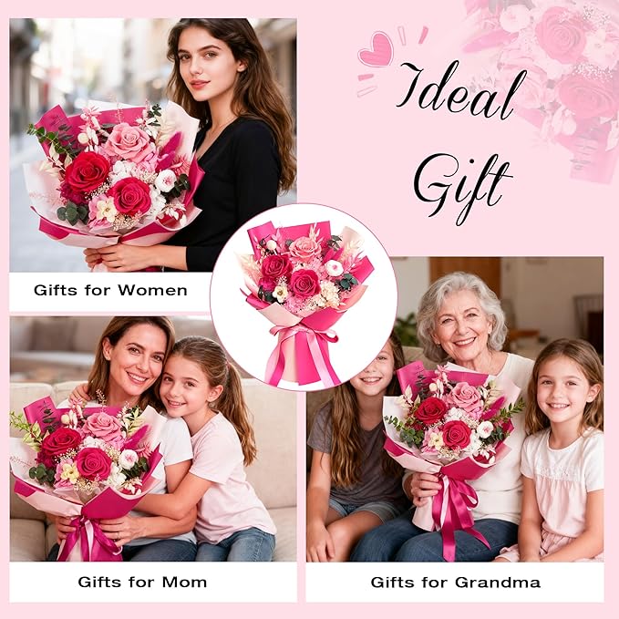 Vrioca Flowers for Delivery, Preserved Flowers Bouquets, Birthday Gifts for Women Mom