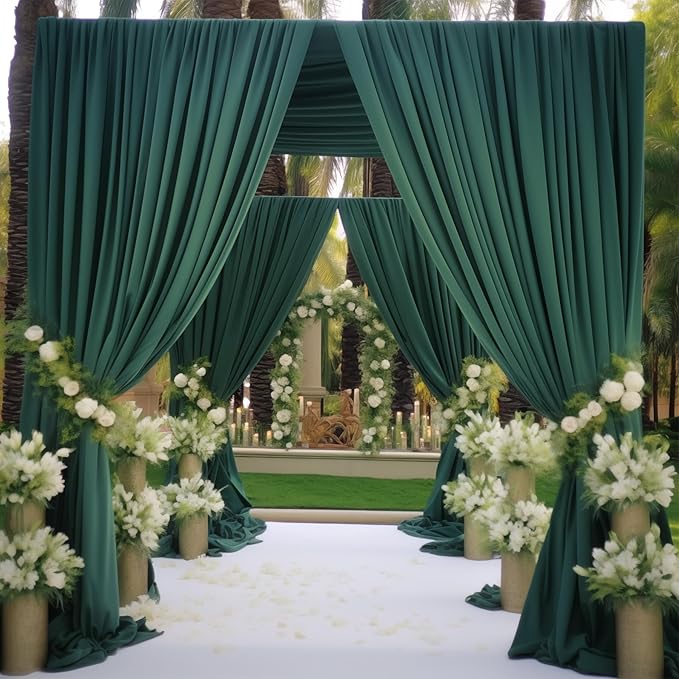 Hunter Green Backdrop Curtain-Wrinkle-Free Polyester Fabric Green Photography Curtains for Wedding Party Photo Background Decorations- 16 X10FT (Hunter Green)