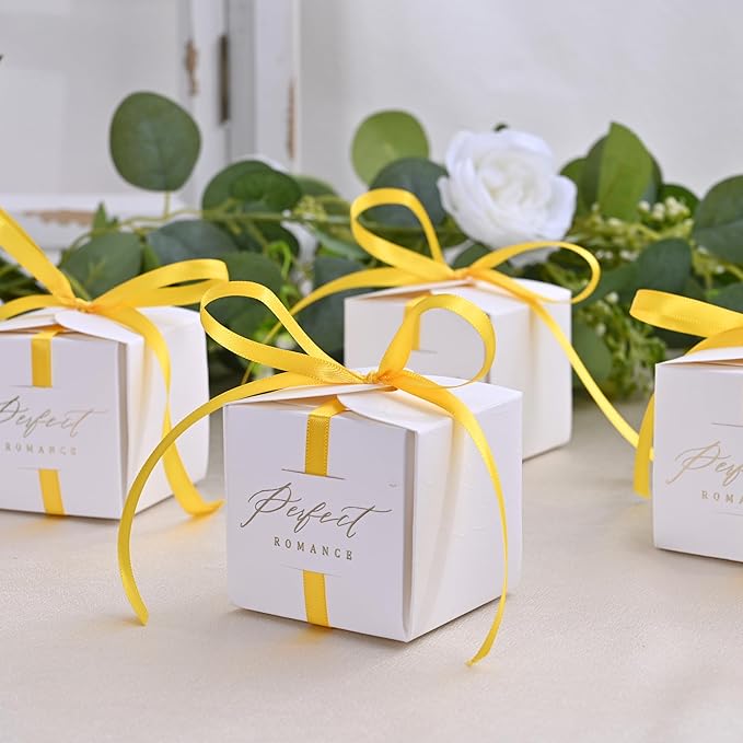 Double Face Yellow Satin Ribbon 3/8 inch X 50 Yards Polyester Yellow Ribbon for Gift Wrapping Very Suitable for Weddings Party Hair Bow Invitation Decorations and More