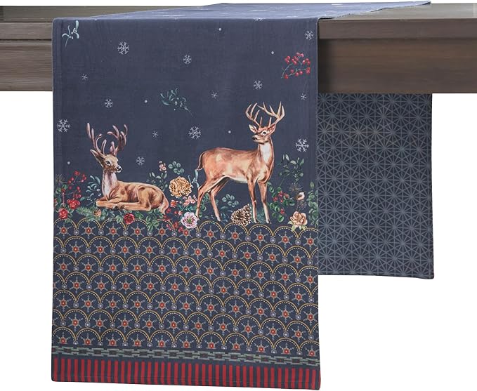 Maison d' Hermine Table Runner 100% Cotton Double Layer Table Runners 108 inches Long for Thanksgiving Christmas Decorations Home Kitchen Dining Party Wedding (Christmas Joy, 14.5" x 108")