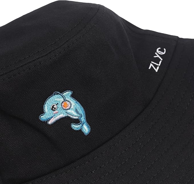 ZLYC Unisex Fashion Embroidered Bucket Hat Summer Fisherman Cap for Men Women