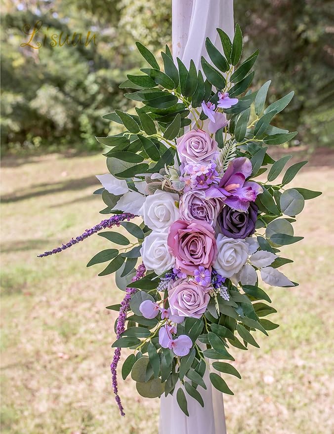 Wedding Arch Flowers, Artificial Flowers for Decoration, Large Flower Swag for Boho Styles Wedding Ceremony Floral Decor - Pack of 2