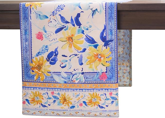 Maison d'Hermine Table Runner 100% Cotton Double Layer Table Runners 72 inches Long Decorative for Home Kitchen Dining Party Baby Shower Wedding Bridal Shower Spring Summer (Girassol, 14.50" x 72")