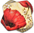 Pimpernel Red Poppy Blossoms Coasters, Set of 4 (4" x 4") – Cork-Backed Board with Bright Floral Artwork, Heat & Stain Resistant Drink Mats for Dining, Coffee Tables & Home Decoration