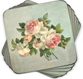 Pimpernel Vintage Collection Decorative Coasters, Set of 4 – 4" Square, 5mm Cork-Backed Drink Mats with Lacquer Finish, Heat & Stain Resistant Table Accents for Dining & Furniture Protection